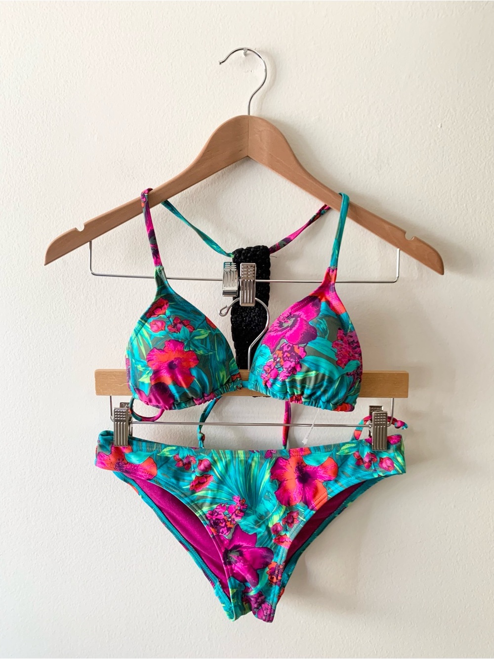 NEW Primark Atmosphere Magenta & Teal Floral Bikini Top & Bottoms